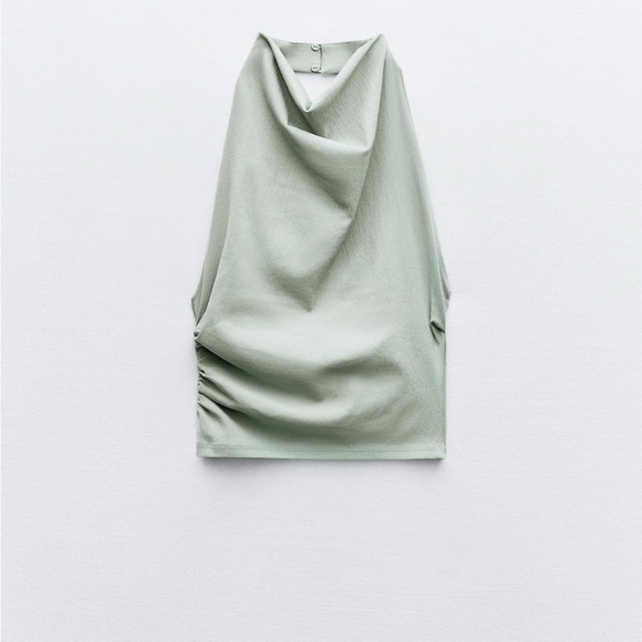 stretch halter top high neck sea moss green - Picture 2 of 5